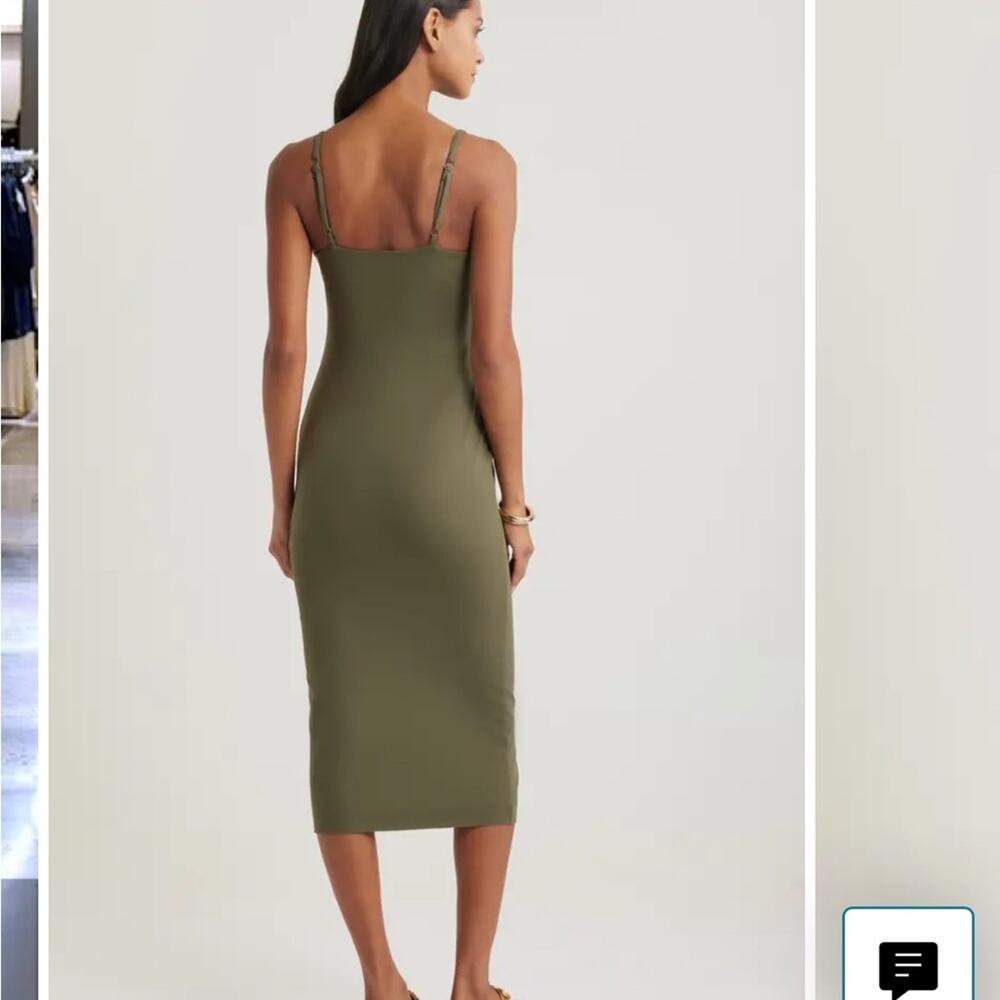 NEW Open Edit Smooth Edit Strappy Midi Slipdress, Olive Green Midi Dress, XS - Picture 3 of 12